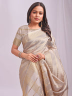 Shree Shyam Fashion Organza Cream Saree - Distacart
