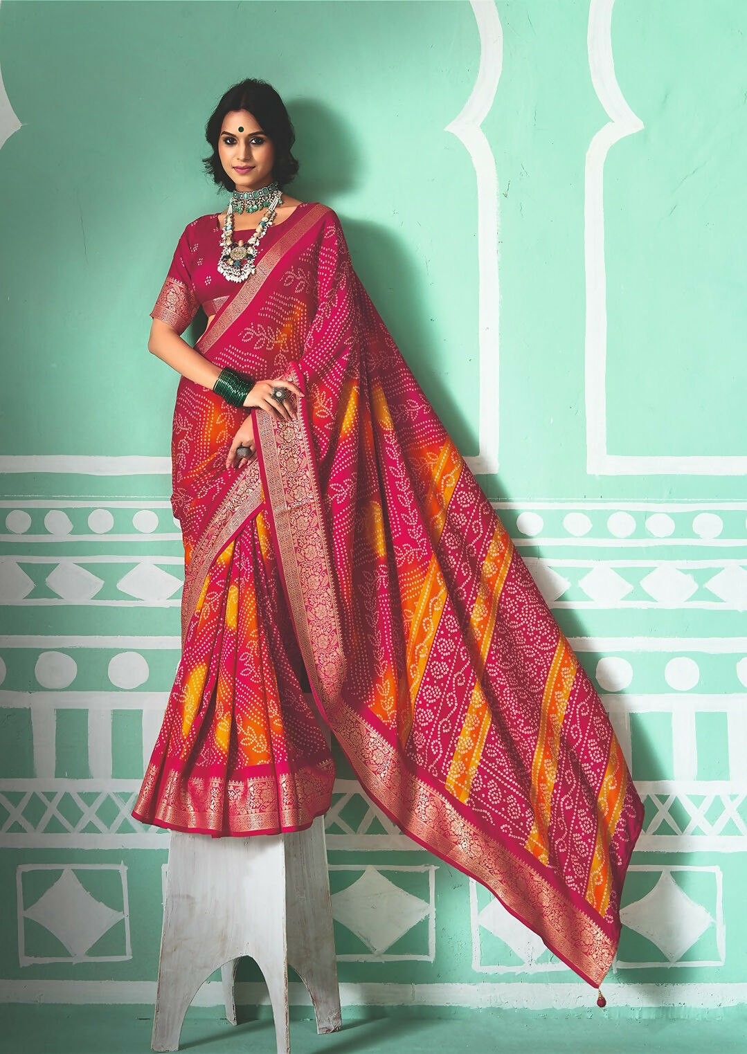 Joban Fashion Vicitra Silk Pink Soft Fabric With Digital Print Saree