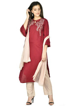 Joban Fashion Wine Cotton Rayon Kurta Set