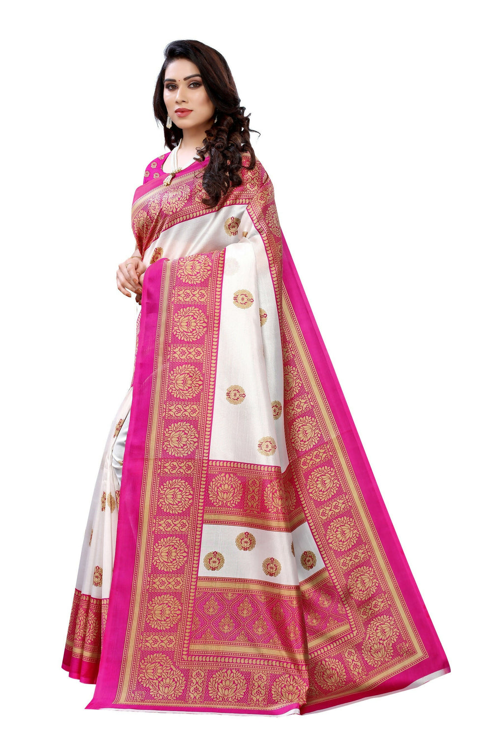 Vamika Pink Printed Art Silk Saree