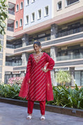 Joban Fashion Red Premium Pure Viscose Print Dola With Handwork Kurta Set