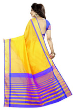 Vamika Yellow Cotton Silk Weaving Saree (MASTANI ROYAL BLUE) - Distacart