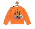 Chutput Kids Castle Design Solid Pullover Sweater - Orange