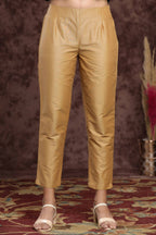 Juniper Women Gold Poly Silk Solid Slim Fit Pant/Slim Pant - Distacart