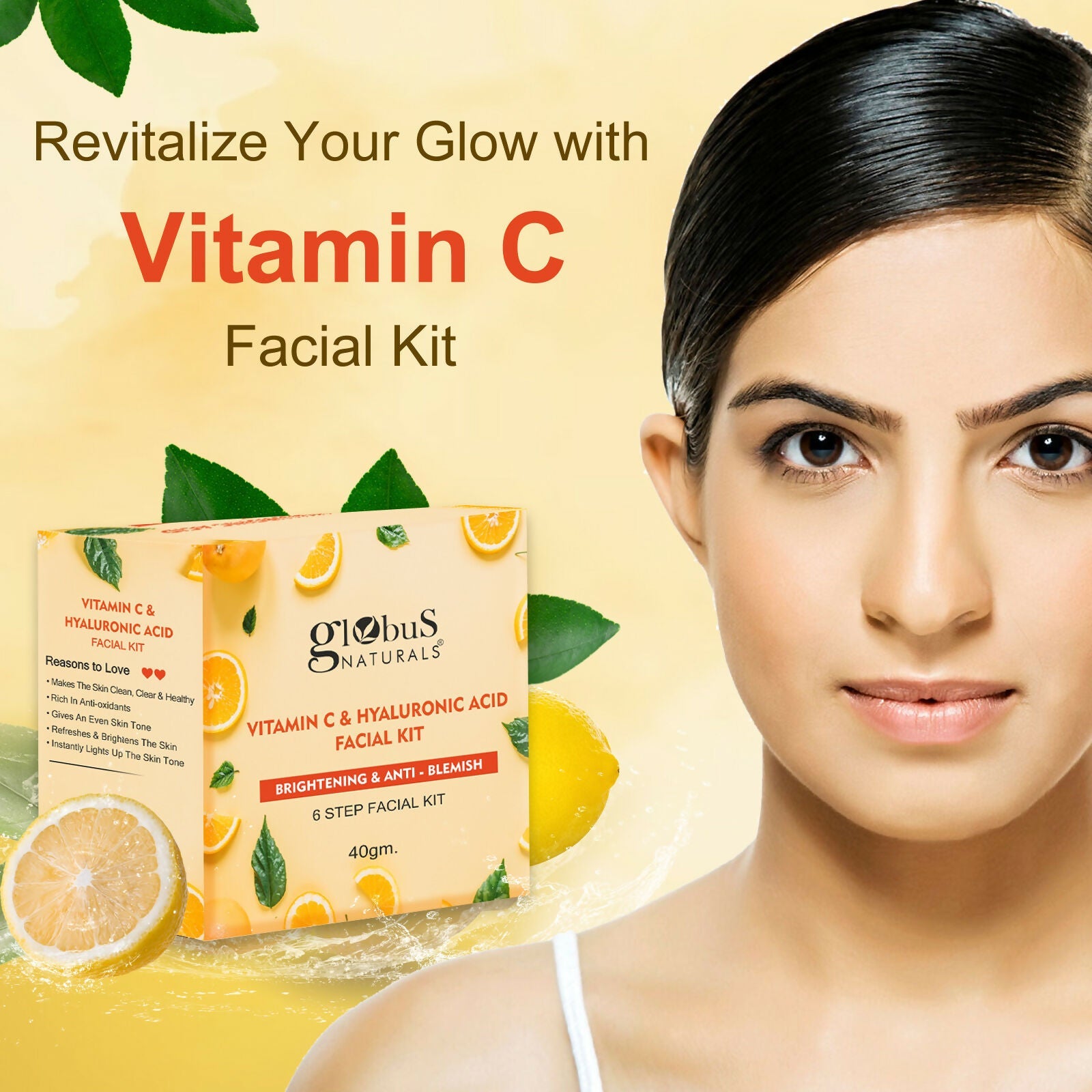 Globus Naturals Vitamin C & Hyaluronic Acid Facial Kit - Distacart