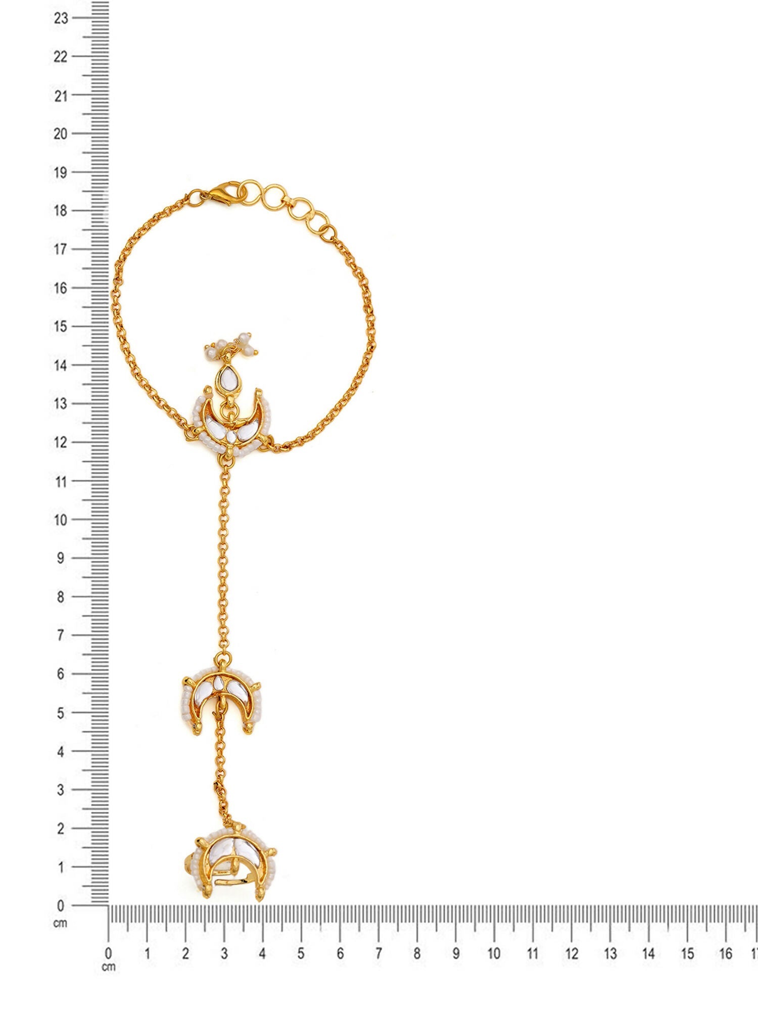 Ruby Raang Gold Chand Kundan Haath Phool - Distacart