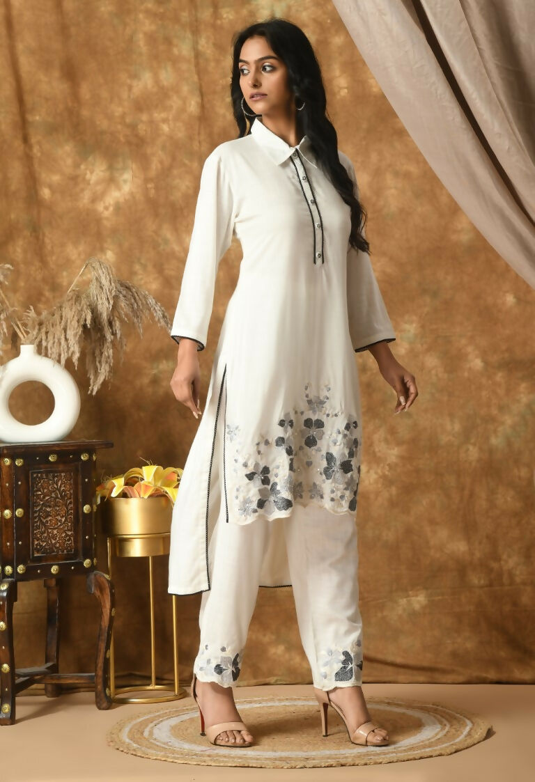 Joban Fashion White Cotton Rayon Kurta Set
