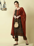 Myshka Women's Multi Straight Kurta & Trousers With Dupatta