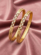 NVR Women Set of 2 Gold Plated CZ Stone Bangle - Distacart