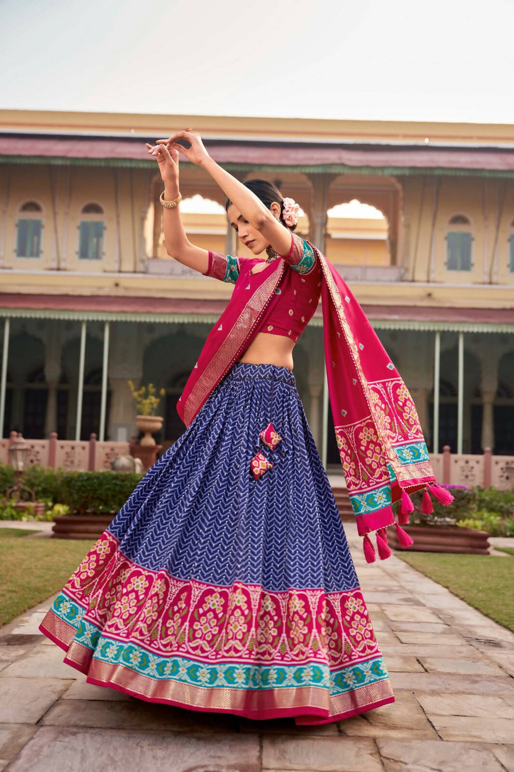 Blue Lehenga Choli for Party Wear Patola Foil Printed Ghagra Choli by Infinity Export