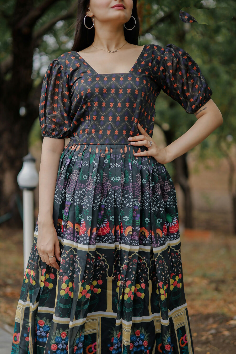 Aayaa Pure Chanderi Gown With Heavy Digital Print - Multi Color - Distacart