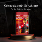 Gritzo SuperMilk Athlete Iron Man (13+y Boy & Girl), 17g Protein Powder (Double Chocolate)