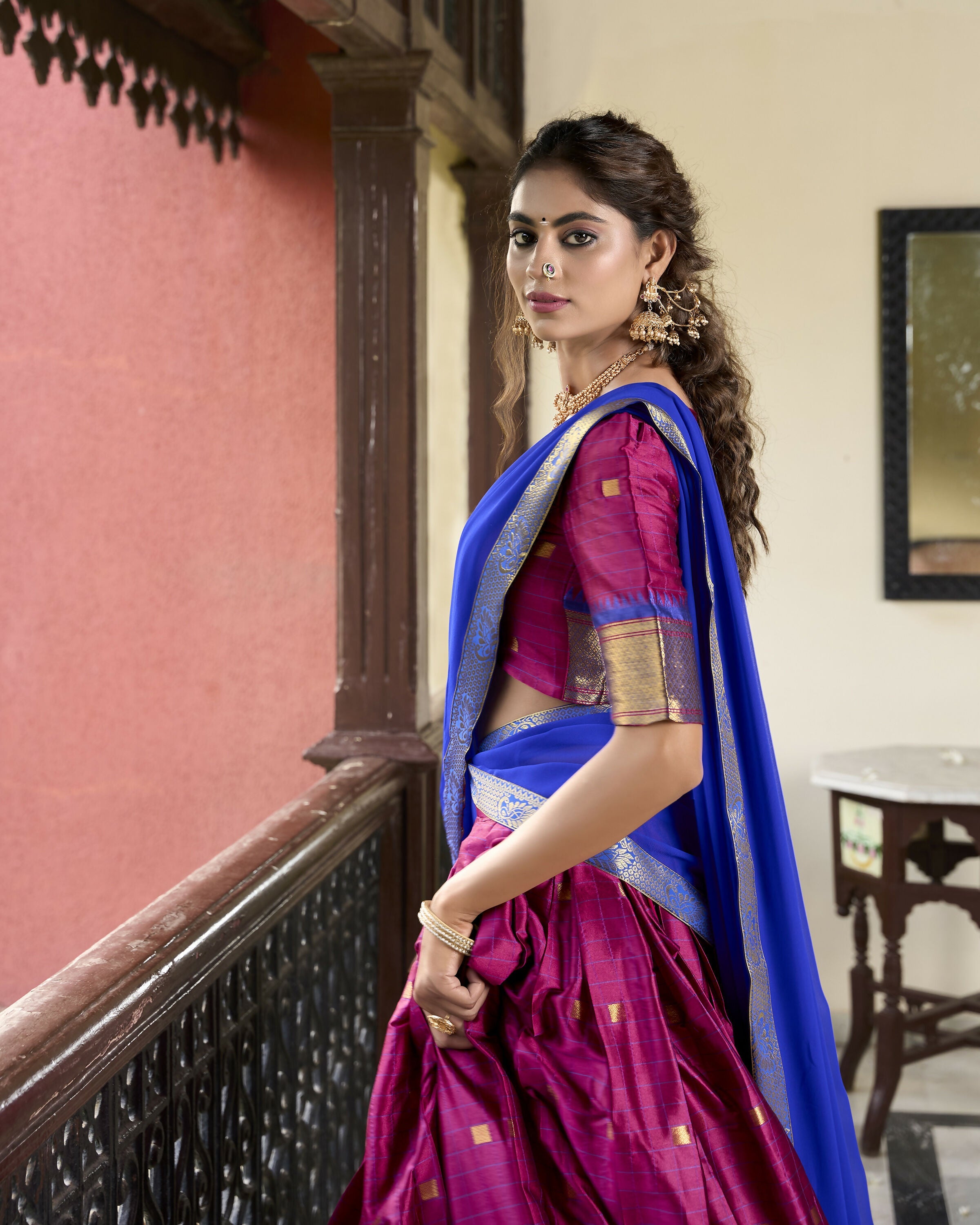 Lorenvalley Ranipink Cotton Silk Weaving Work With Paithani Concept Lehenga Choli