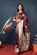 Jyoti Fashion Women's Brown Paithani Silk Zari Woven Saree with Blouse - Distacart
