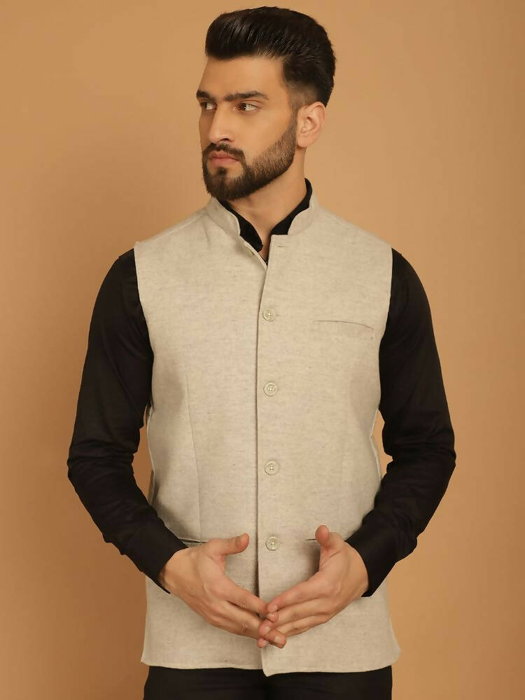Even Apparels Pure Wool Nehru Jacket - Off White