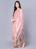 Myshka Women Peach-Coloured Layered Kurta with Trousers With Dupatta - Distacart