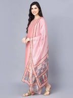 Myshka Women Peach-Coloured Layered Kurta with Trousers With Dupatta - Distacart