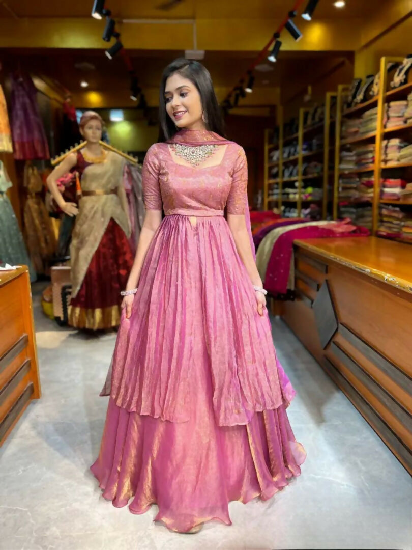 Teeya Creation Pink Color Fendy Satin Heavy Embroidery Work Wedding Wear Stitched Lehenga Choli - Distacart