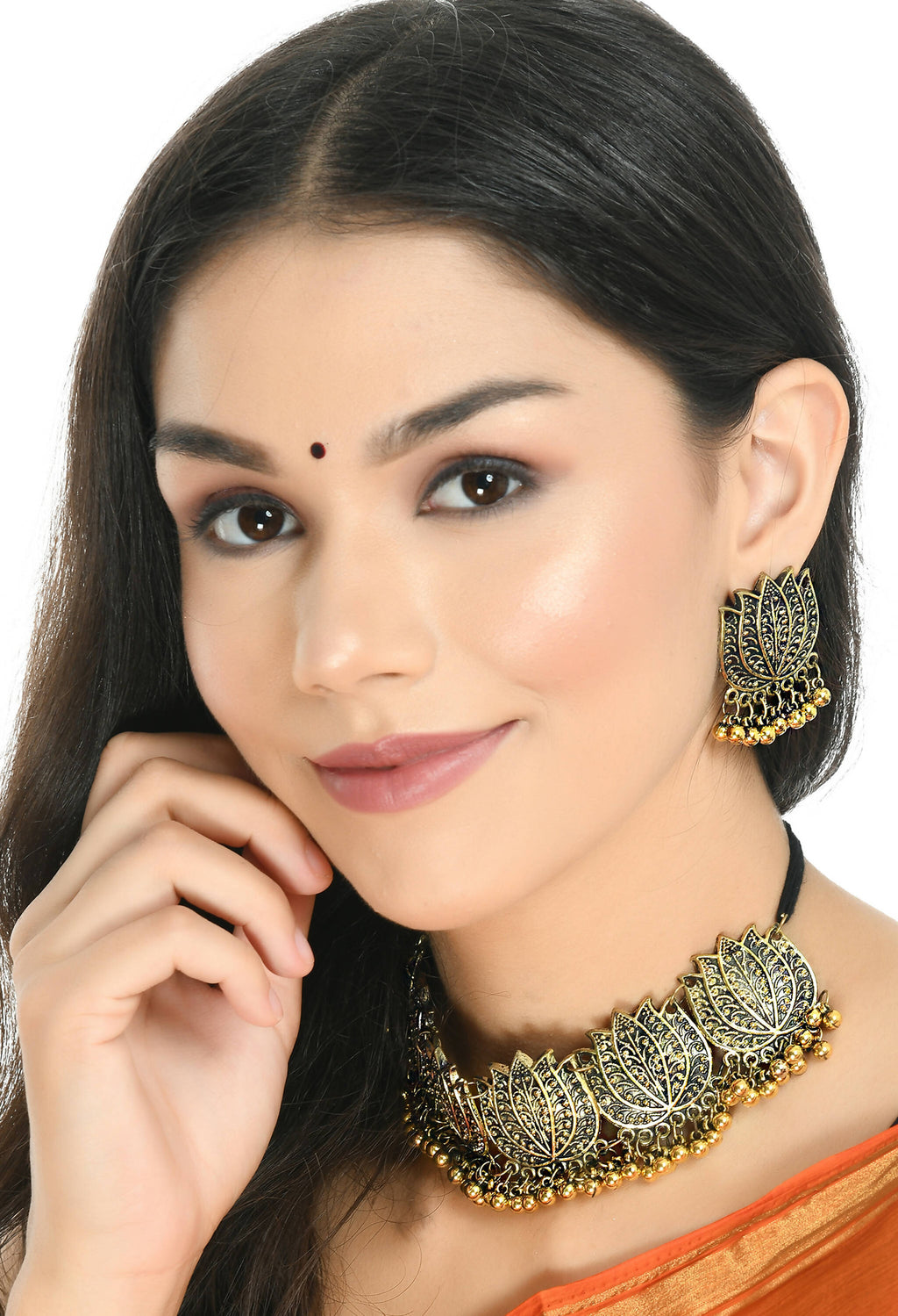 Mominos Fashion Johar Kamal Gold-Plated Brass Finish Lotus Design Choker For Women - Distacart