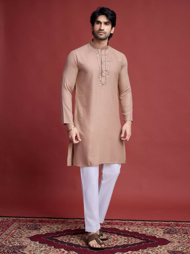 Vastranavya Exclusive Festival Wear Viscose Mirror Work on Self Weaving Kurta Only