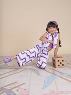 Snakes and Ladders Girls Purple Table Print Top and Pant Set from Siblings Collection