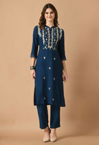 Joban Fashion Navy Cotton Rayon Kurta Set