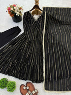 Teeya Creation Black Color Mal Chanderi Silk Hand Embroidery Work Long Gown - Distacart
