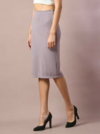 Myshka Women's Lavender Solid Knee Length Party Embellished Skirts