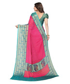 Vamika Pink Chiffon Brasso Bollywood Style Woven Saree (DIMPLE PINK) - Distacart