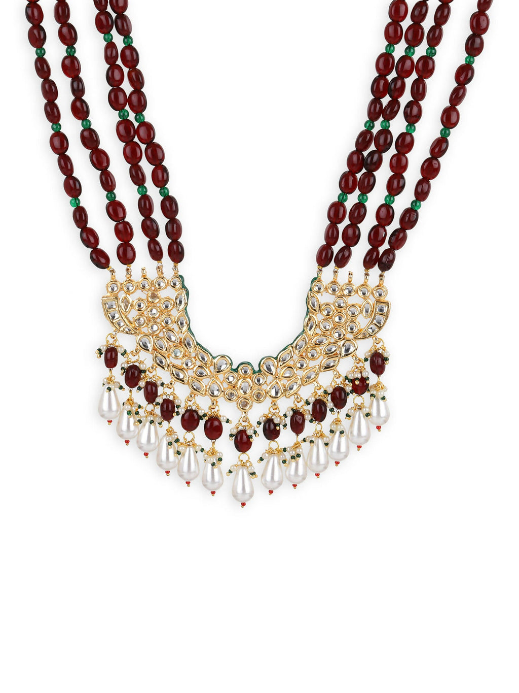 Gold-Toned Maroon Brass Gold-Plated Necklace - Ruby Raang - Distacart