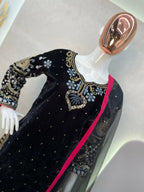 Vastranavya Black Viscose Velvet Cording Sequence Embroidery Work Suit With Dupatta - Distacart