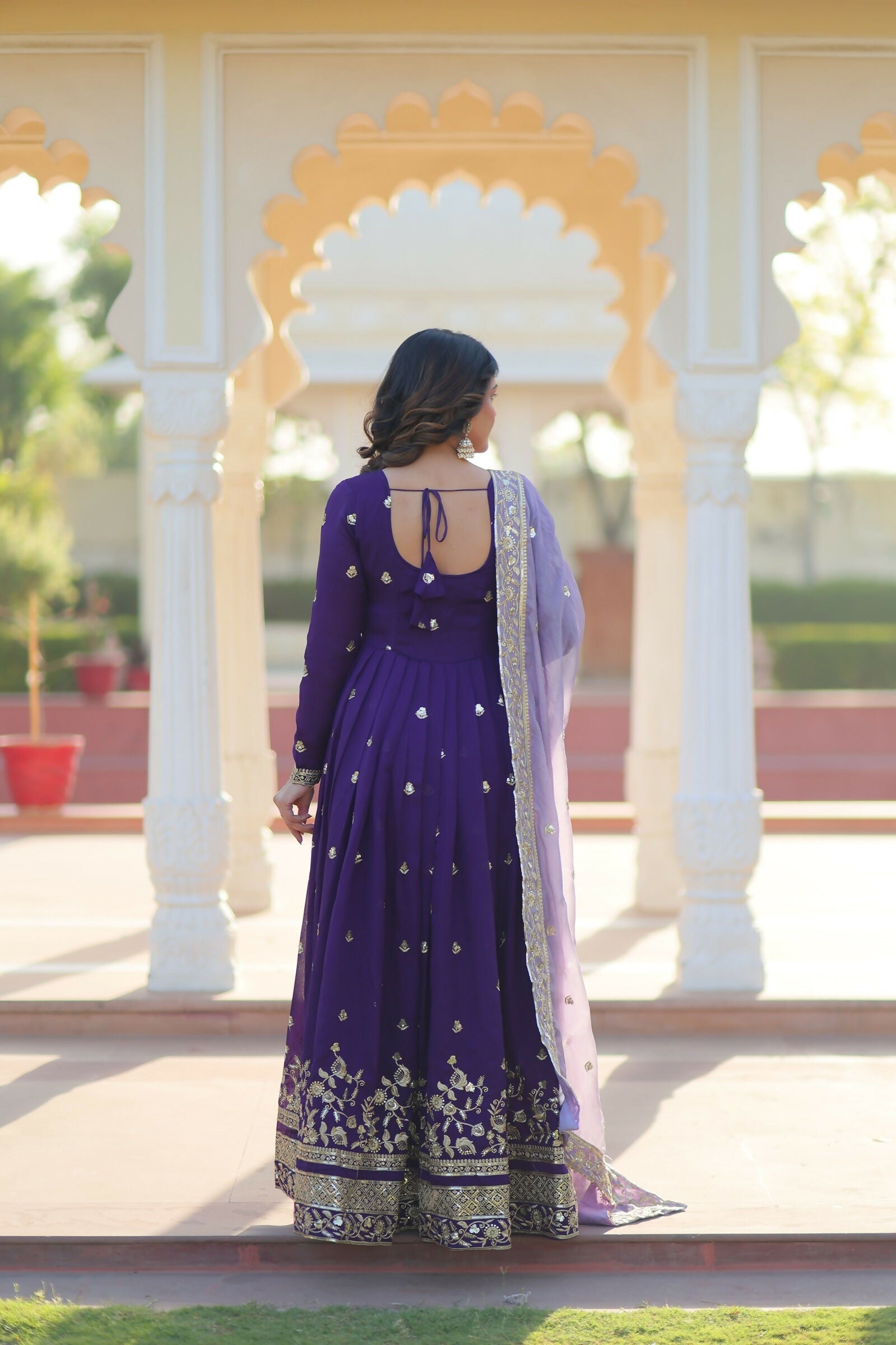Joban Fashion Blue Georgette Sequence Embroidery Work Kurta Set - Distacart