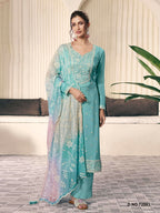 Anaita Sky Blue Moonga Silk Stitched Suit with Embroidery Sequence Work - Distacart