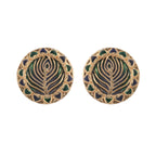 Nuyug 22K Gold Plated Contemporary Round Shaped Enamel Studs - Distacart