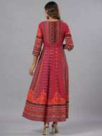 Juniper Women Plum Silk Printed Maxi Dress - Distacart