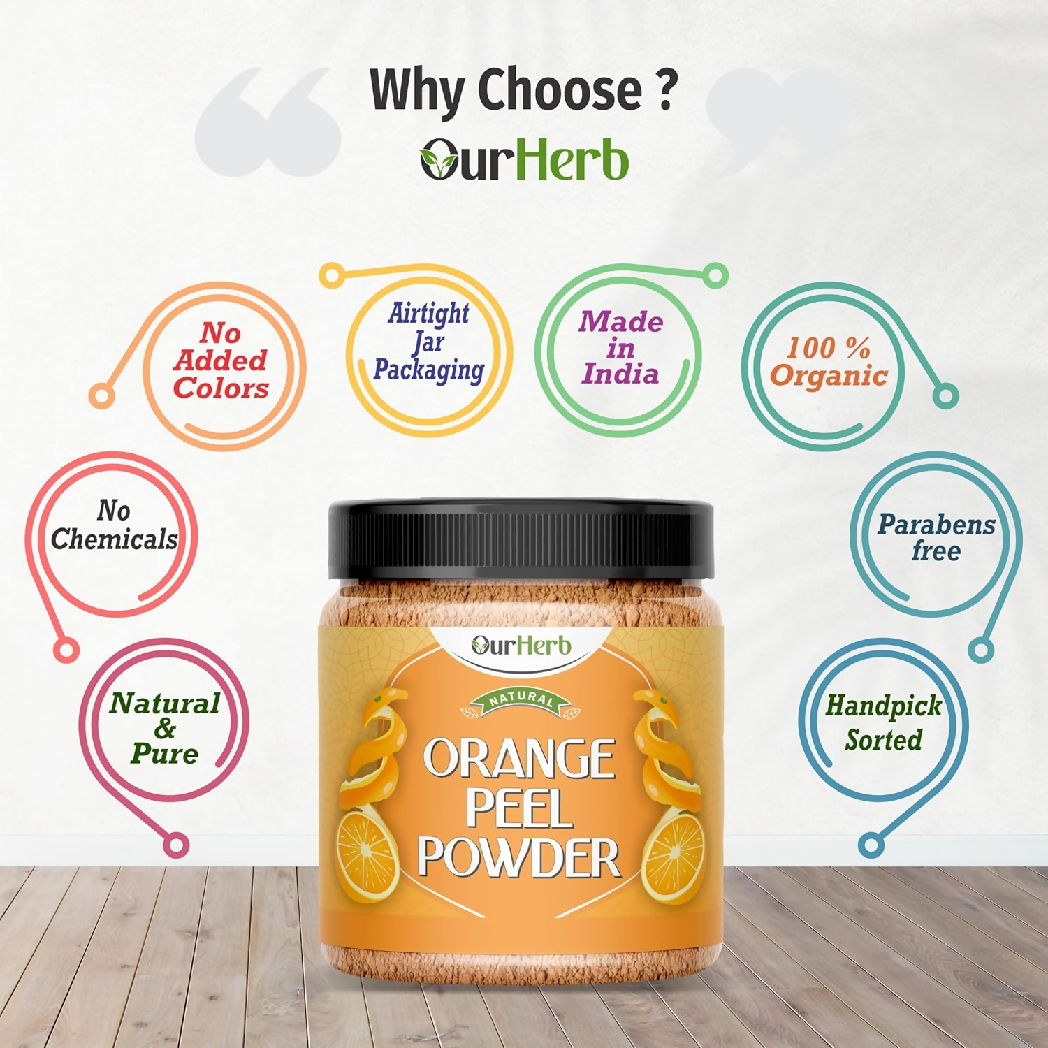 OurHerb Pure & Natural Orange Peel Powder For Face Pack With Vitamin C & Antioxidants