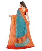 Vamika Sky Blue Chiffon Brasso Bollywood Style Woven Saree (DIMPLE SKY BLUE) - Distacart
