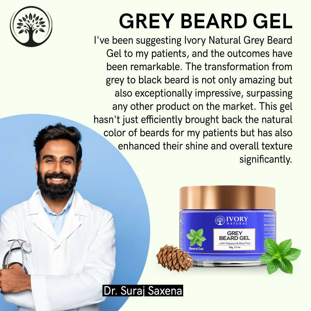 Ivory Natural Grey Beard Gel Restores Dark Shine & Vibrant Of Beard - Distacart