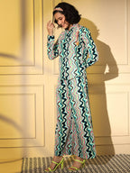 Light Blue Crepe Digital Printed Top With Matching Trouser - Shivani