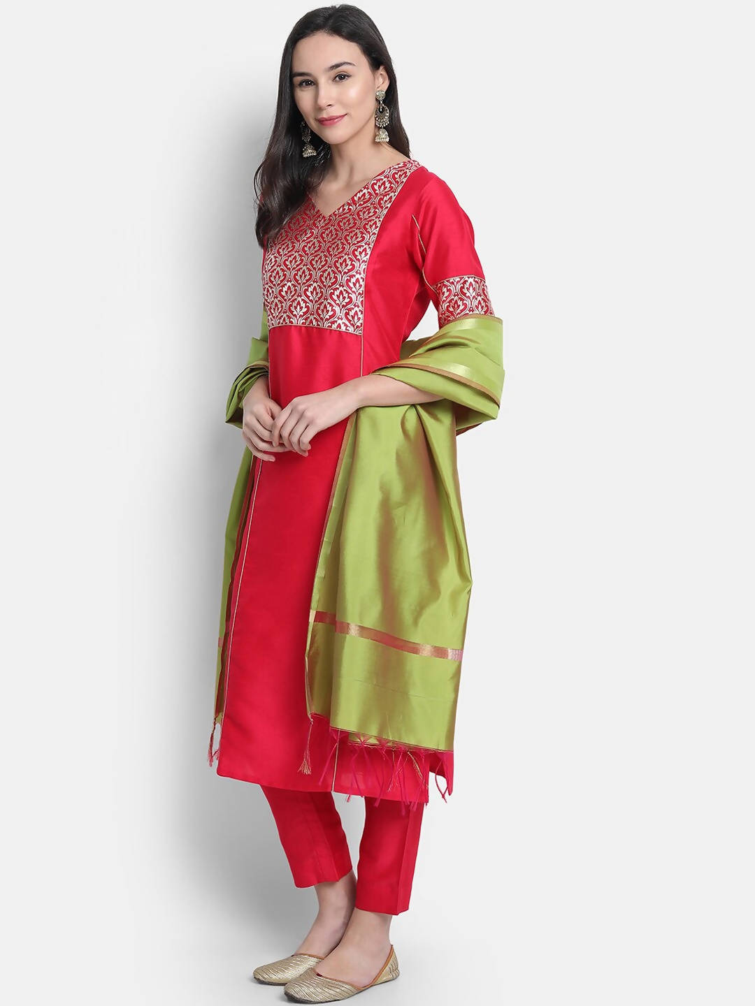 Janasya Pink Kurti with Trousers & Dupatta - Distacart