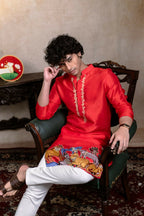 Falling Raw Silk Red Padma Gopala By Hilo Design