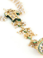 Women's Gold-Toned White Brass Kundan Gold-Plated Link Bracelet - Ruby Raang - Distacart