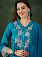 Sangria Embroidered Kurta & Trouser With Dupatta