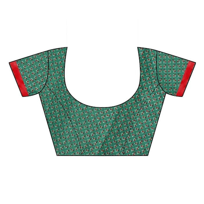 Vamika Green Mirror Work With Jhalar Khadi Blouse