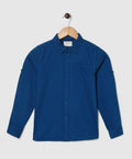 Manet Boys Full Sleeves Solid Shirt - Dark Blue