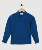 Manet Boys Full Sleeves Solid Shirt - Dark Blue