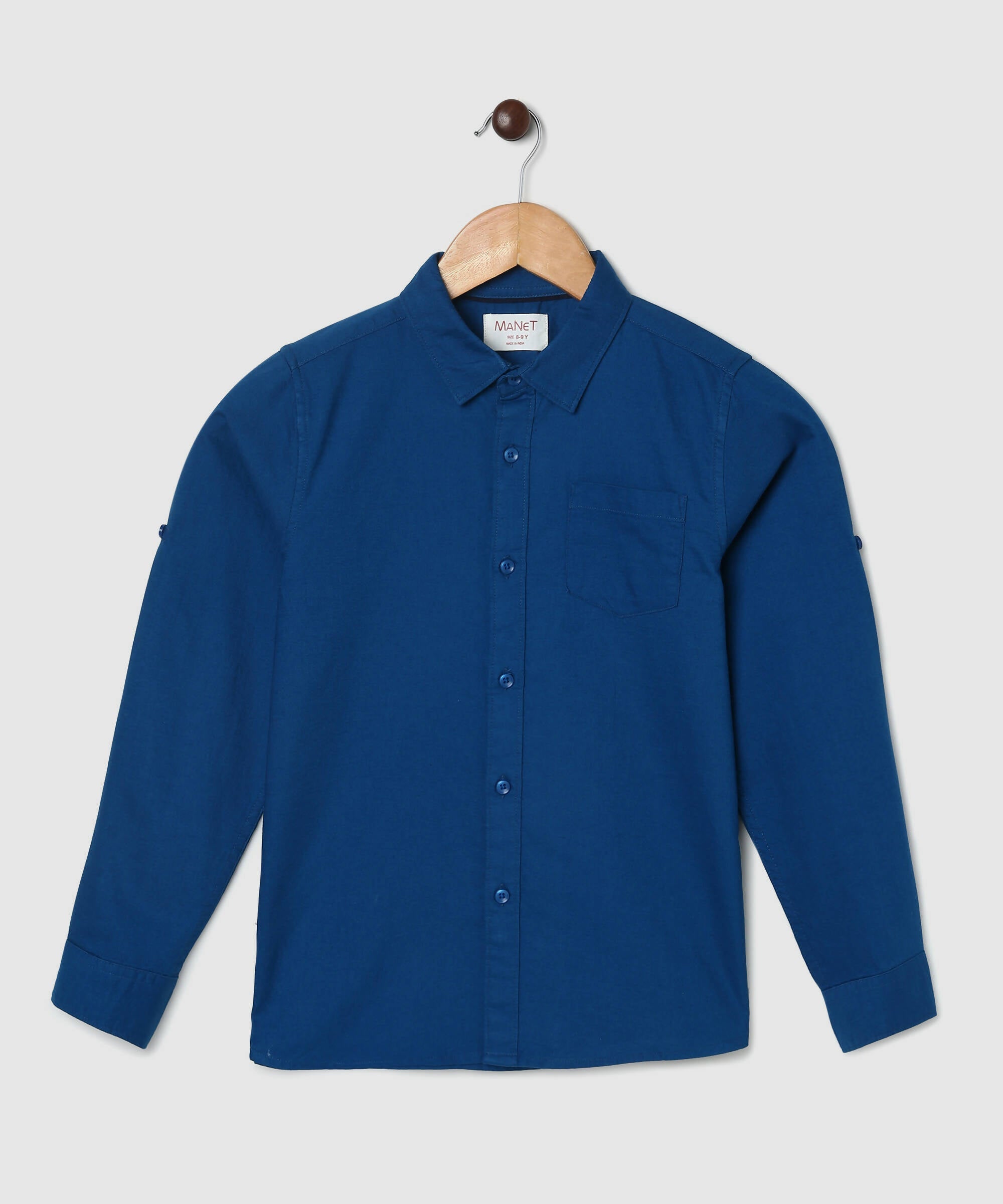 Manet Boys Full Sleeves Solid Shirt - Dark Blue