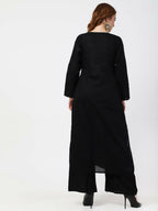 Cheera Women Stylish Hand Chikenkari Cotton Kurta With Palazzo - Black