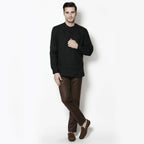Even Apparels Black Linen Linen Men's Kurta With Band Collar - Distacart