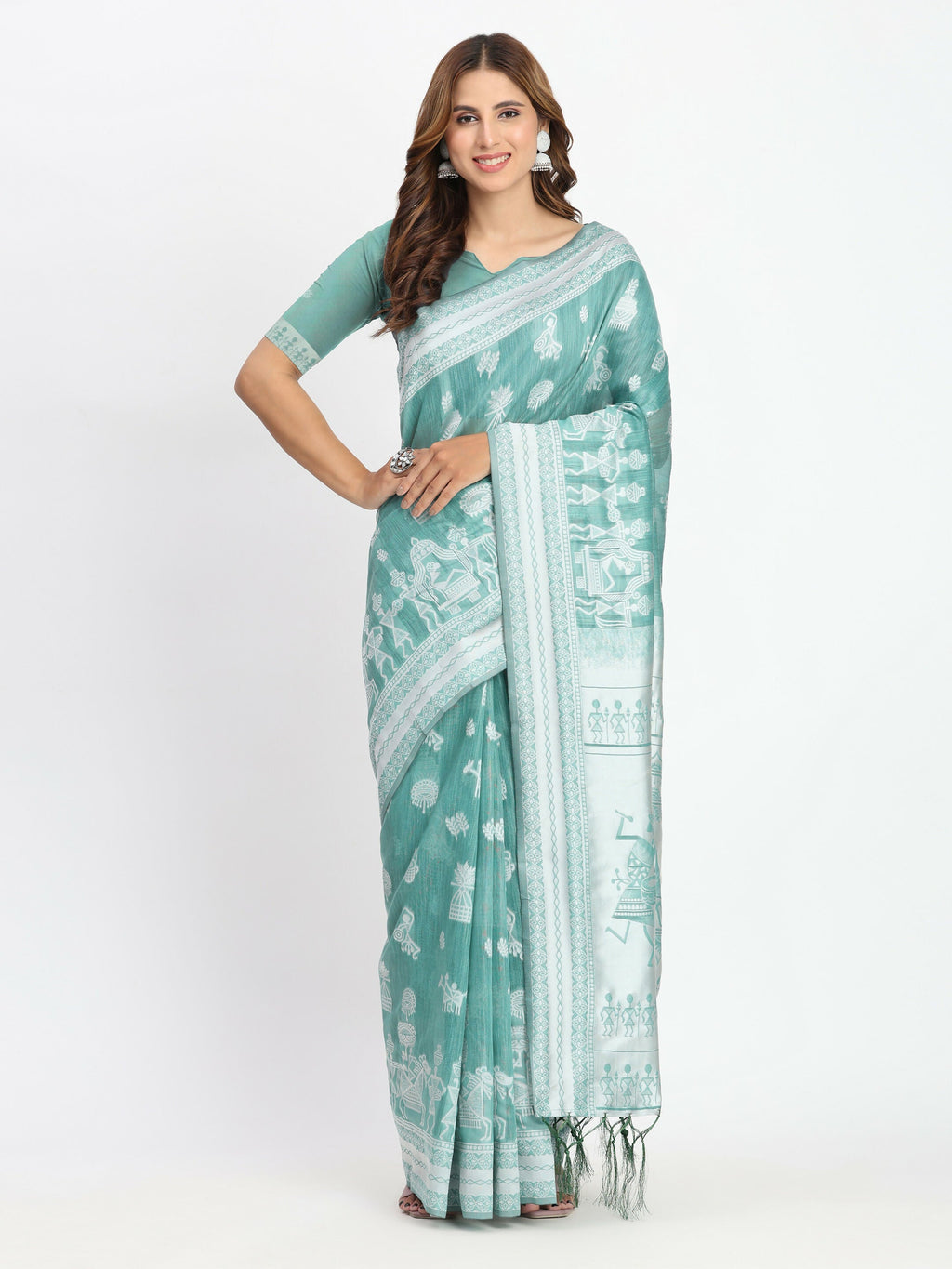 Shree Shyam Fashion Linen Cotton Mustard Saree - Distacart